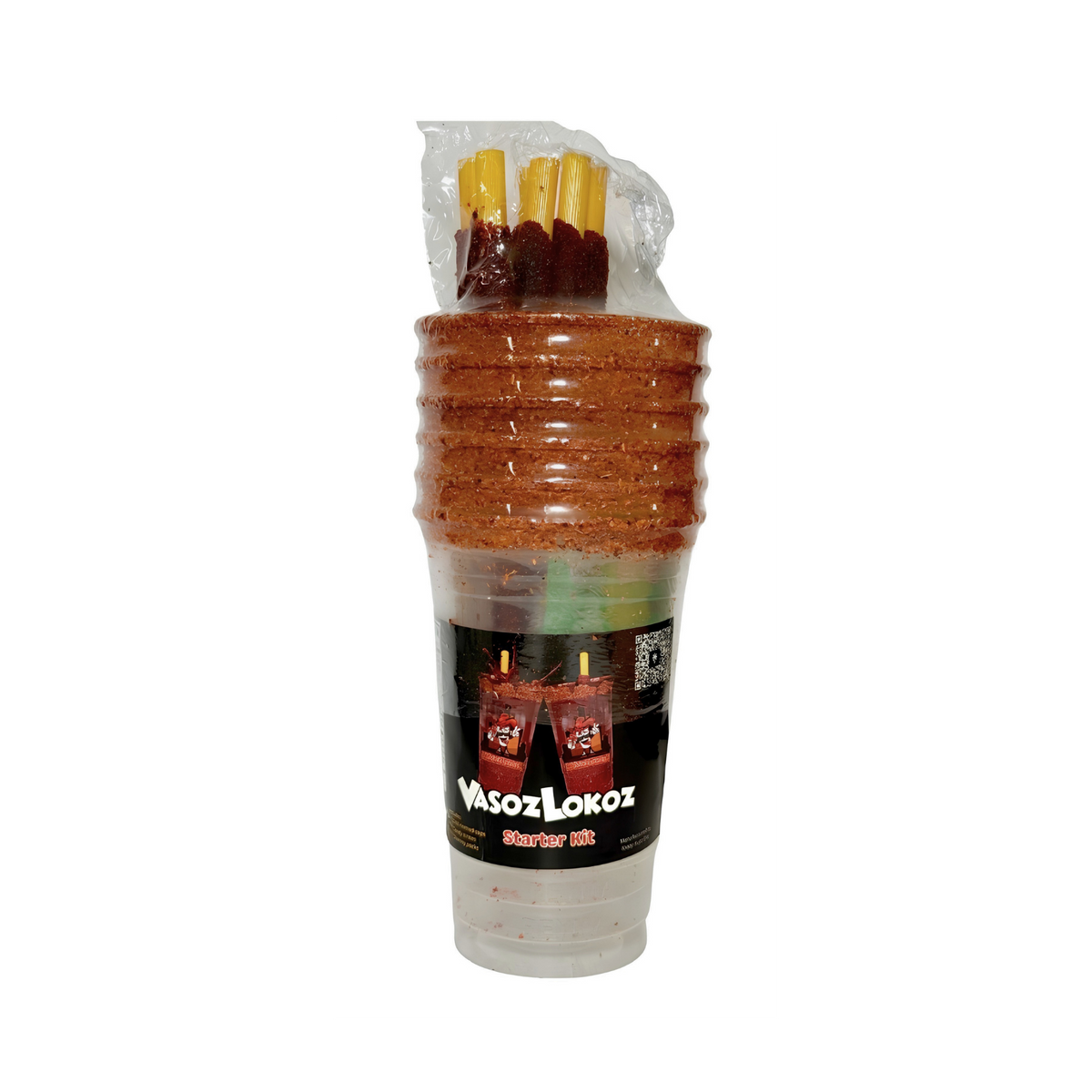 VasozLokoz Starter kit | Michelada Party Cups | 24oz 6 Rimmed Cups| 6 Chamoy Packs | 6 Candy Straws