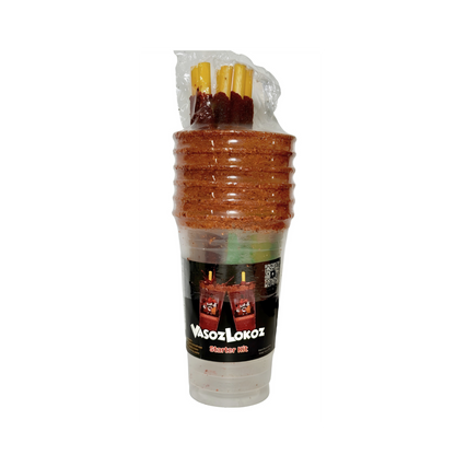 VasozLokoz Starter kit | Michelada Party Cups | 24oz 6 Rimmed Cups| 6 Chamoy Packs | 6 Candy Straws